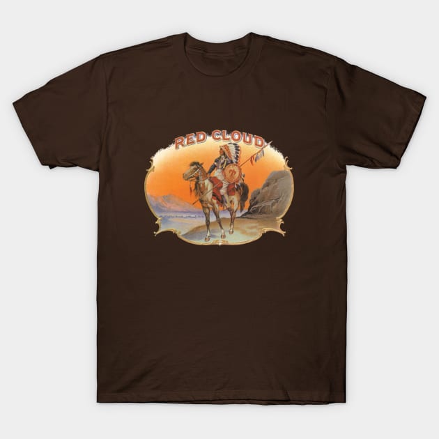 Vintage Red Cloud Cigar Label T-Shirt by MasterpieceCafe